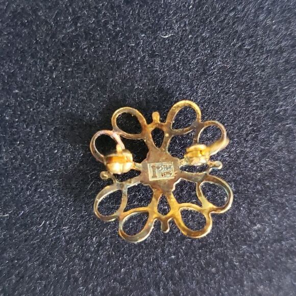 Vtg R 1/10 10k GOLD FILLED AVON SERVICE AWARD BROOCH PIN W Red RUBY Rhinestone - Picture 6 of 6